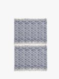 John Lewis Fusion Pattern Embroidered Cotton Placemats, Set of 2, Navy
