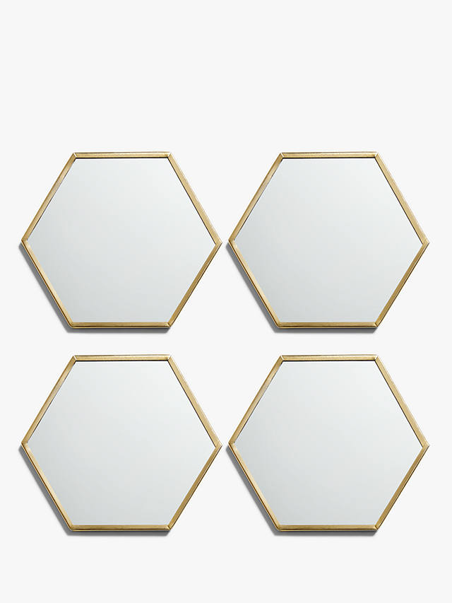 John Lewis Scandi Metal Hexagonal Mirror 91cm Brass B+ 