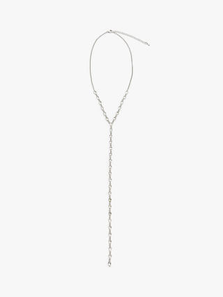 John Lewis & Partners Crystal Sparkle Lariat Necklace, Silver