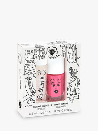 nailmatic Kids' New York Rollette Lip Gloss and Nail Varnish Set, Pack of 2, Pink