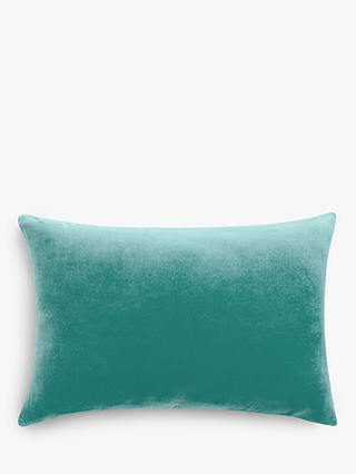 John Lewis Rectangular Cotton Velvet Cushion, Dark Spruce