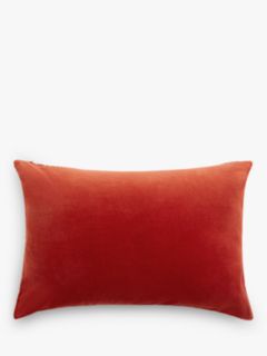 John Lewis Rectangular Cotton Velvet Cushion, Paprika