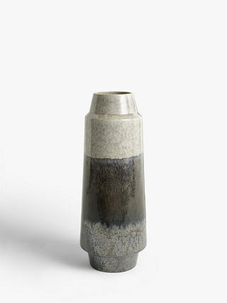 John Lewis & Partners Glaze Stripe Vase, Grey, H40cm