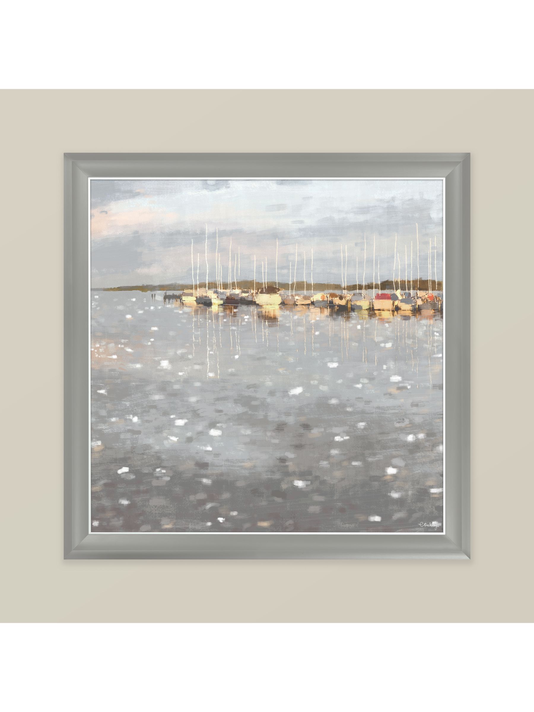 Charlotte Oakley - Marina Sunset Framed Canvas, 80 x 80cm, Blue/Multi