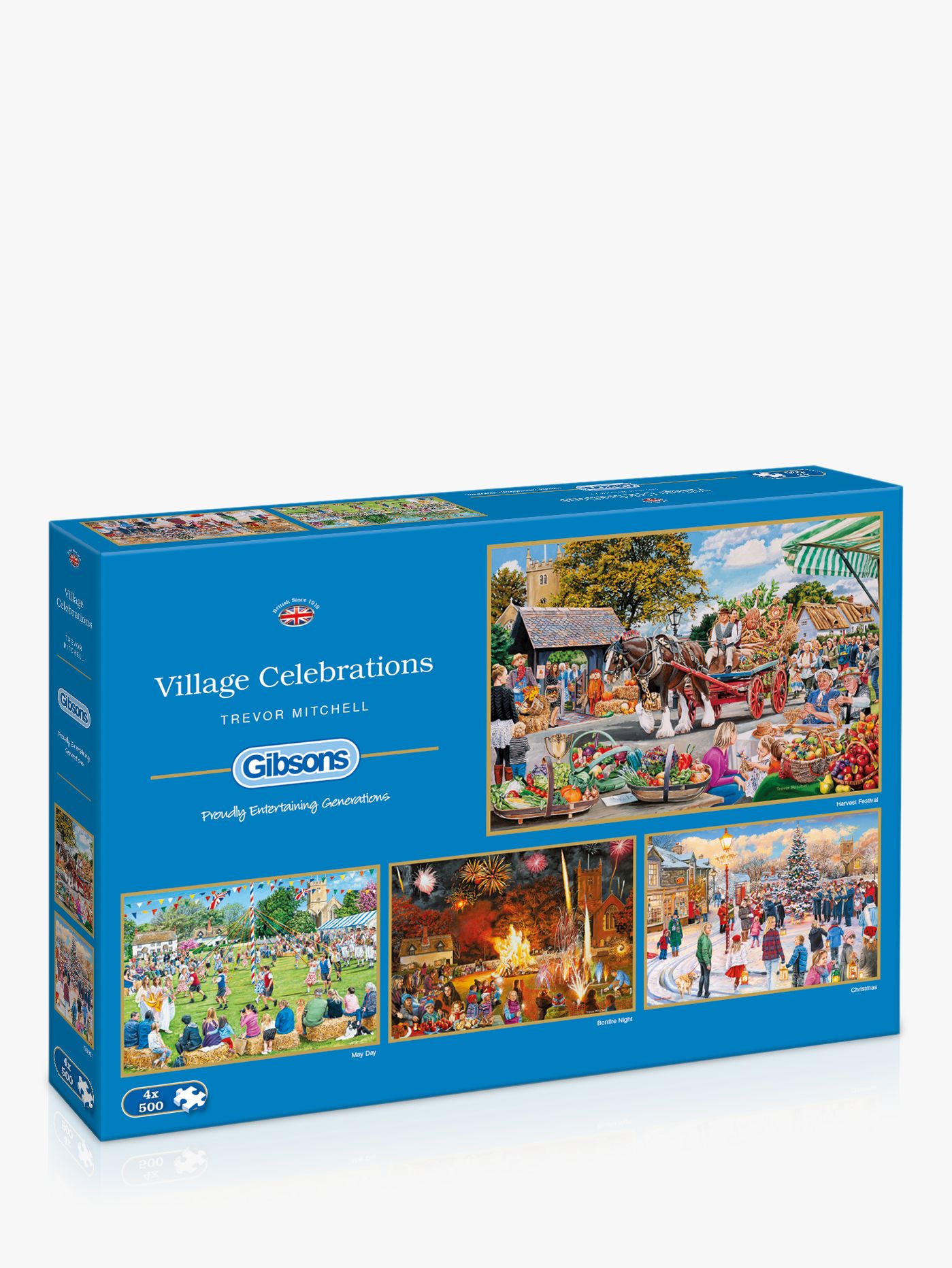 4 x 500 Pieces Gibsons Village Celebrations  Jigsaw Puzzles