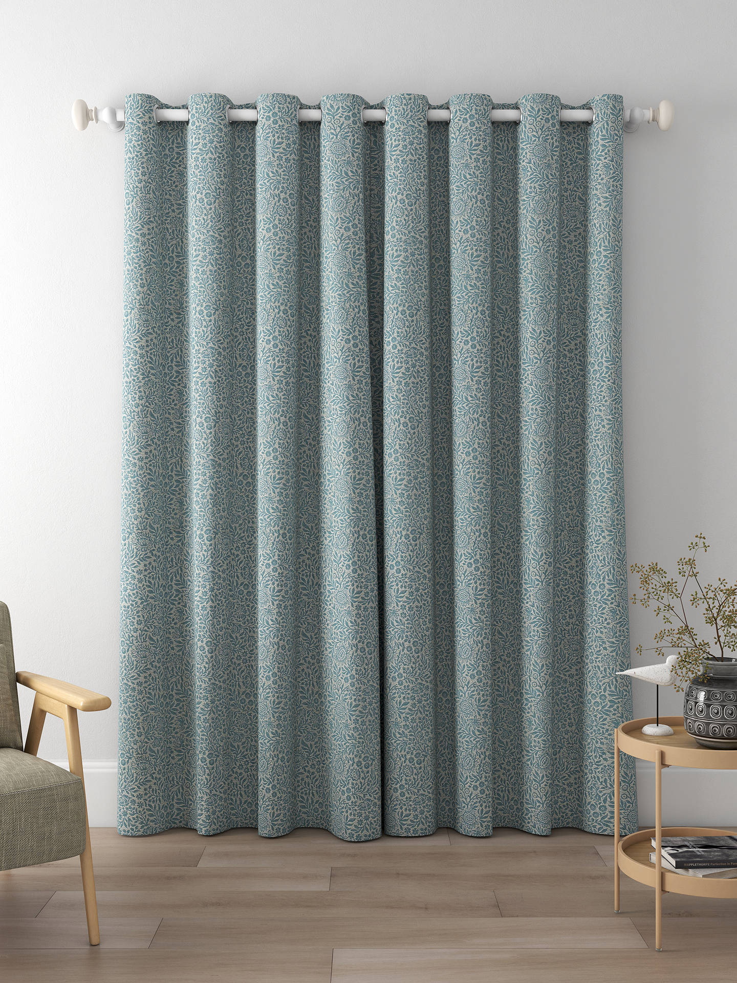 John Lewis Hidcote Weave Made to Measure Curtains, Heritage Blue