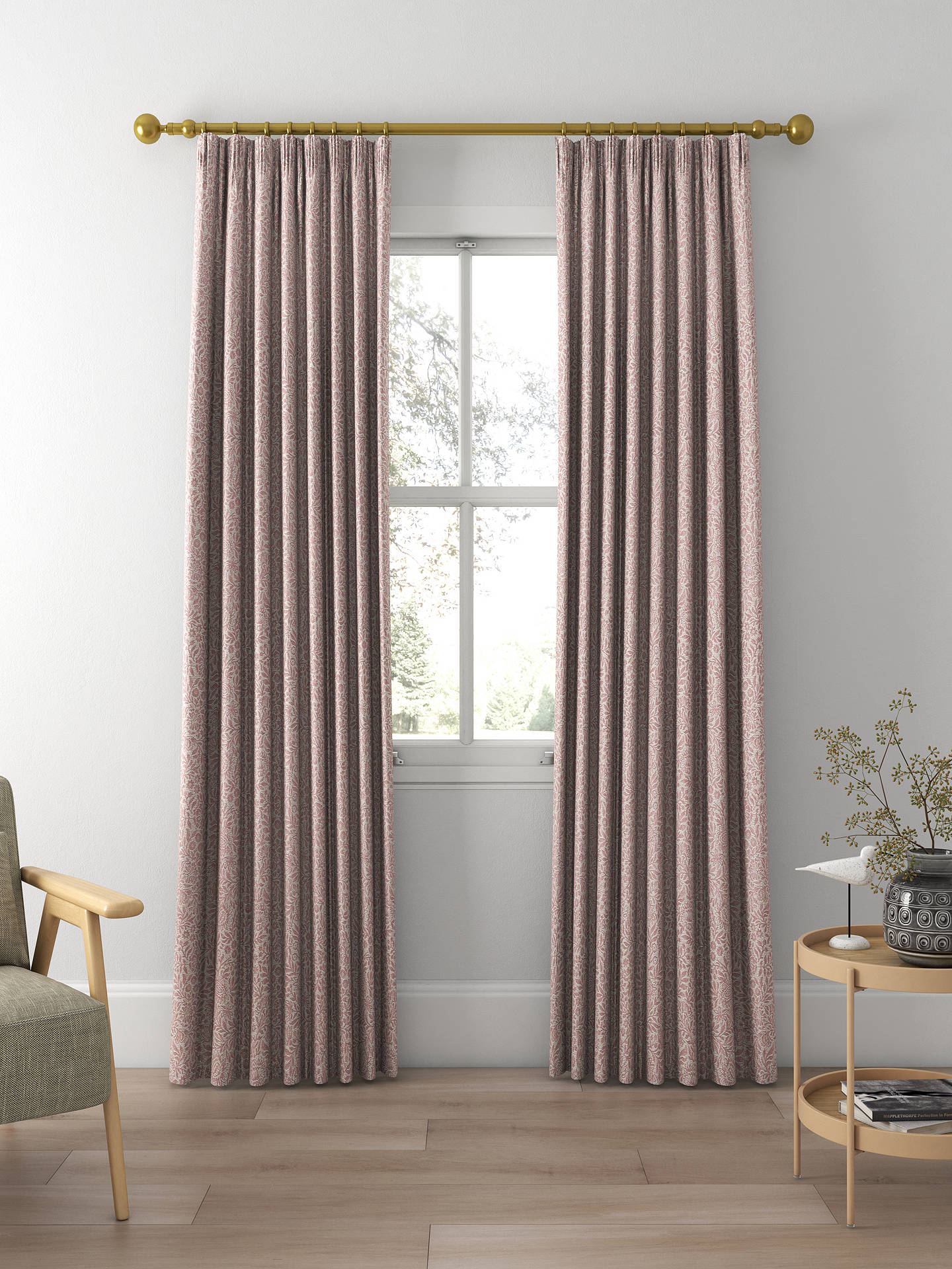 John Lewis Hidcote Weave Made to Measure Curtains, Rosa