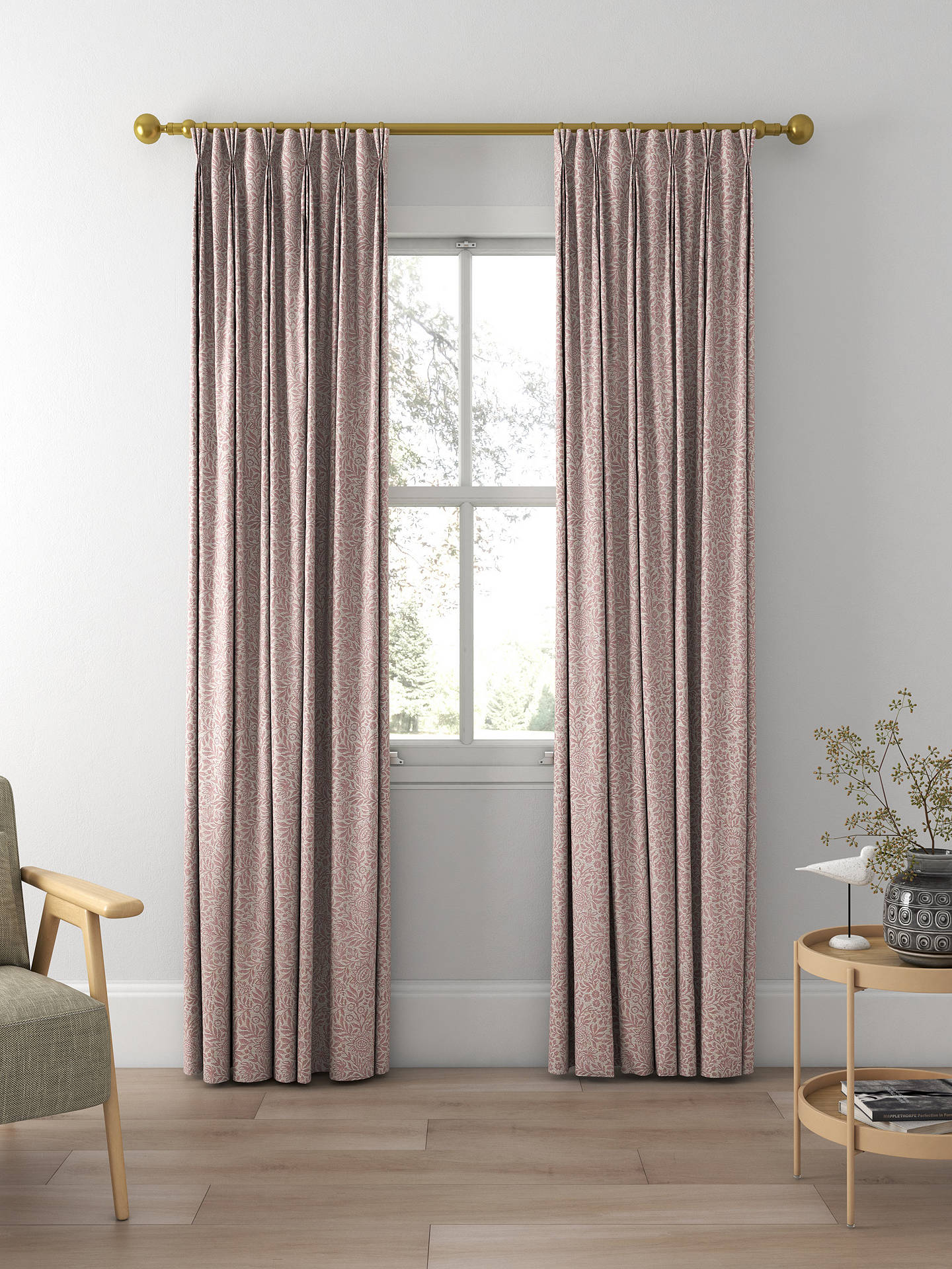 John Lewis Hidcote Weave Made to Measure Curtains, Rosa