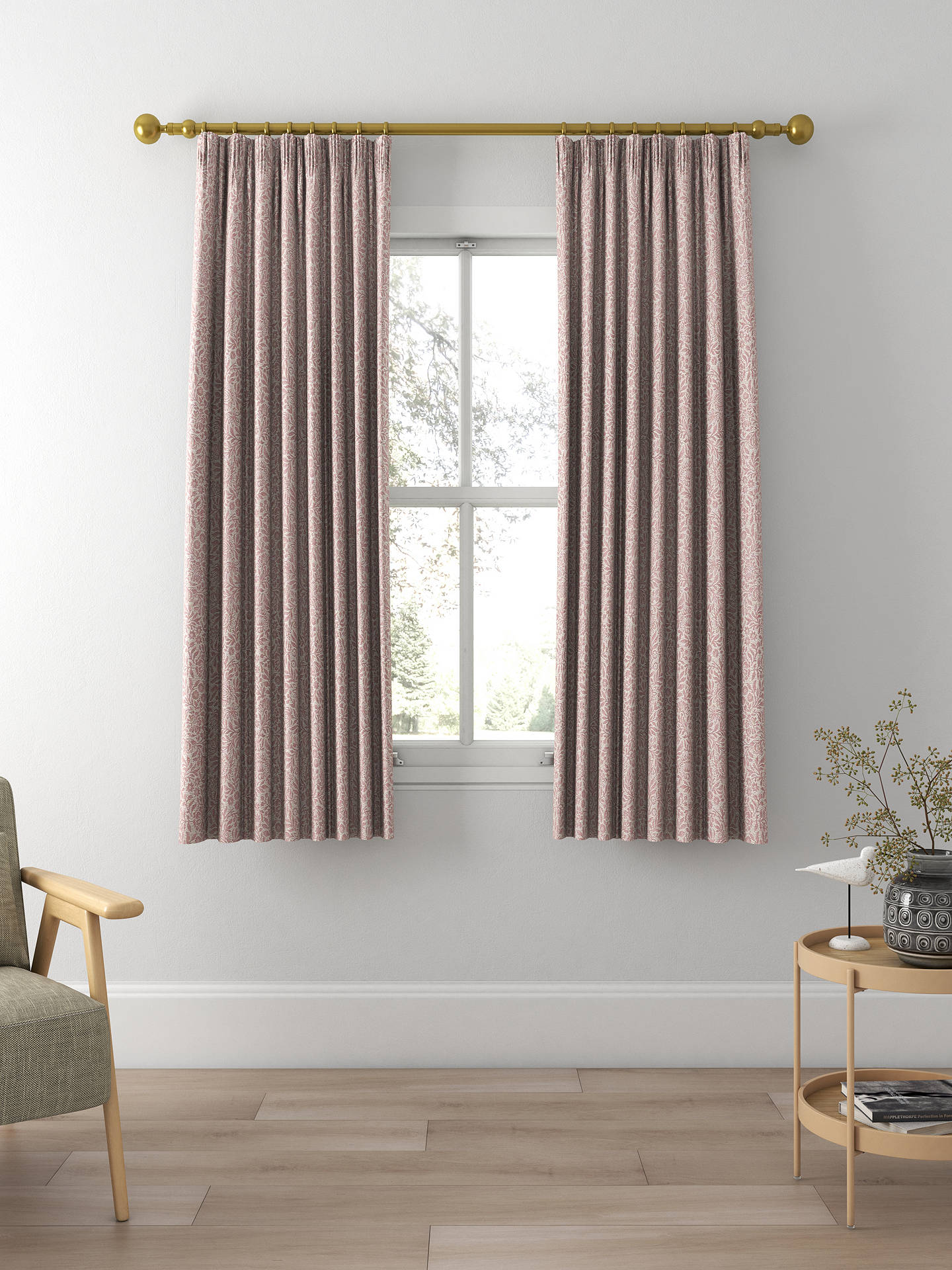 John Lewis Hidcote Weave Made to Measure Curtains, Rosa