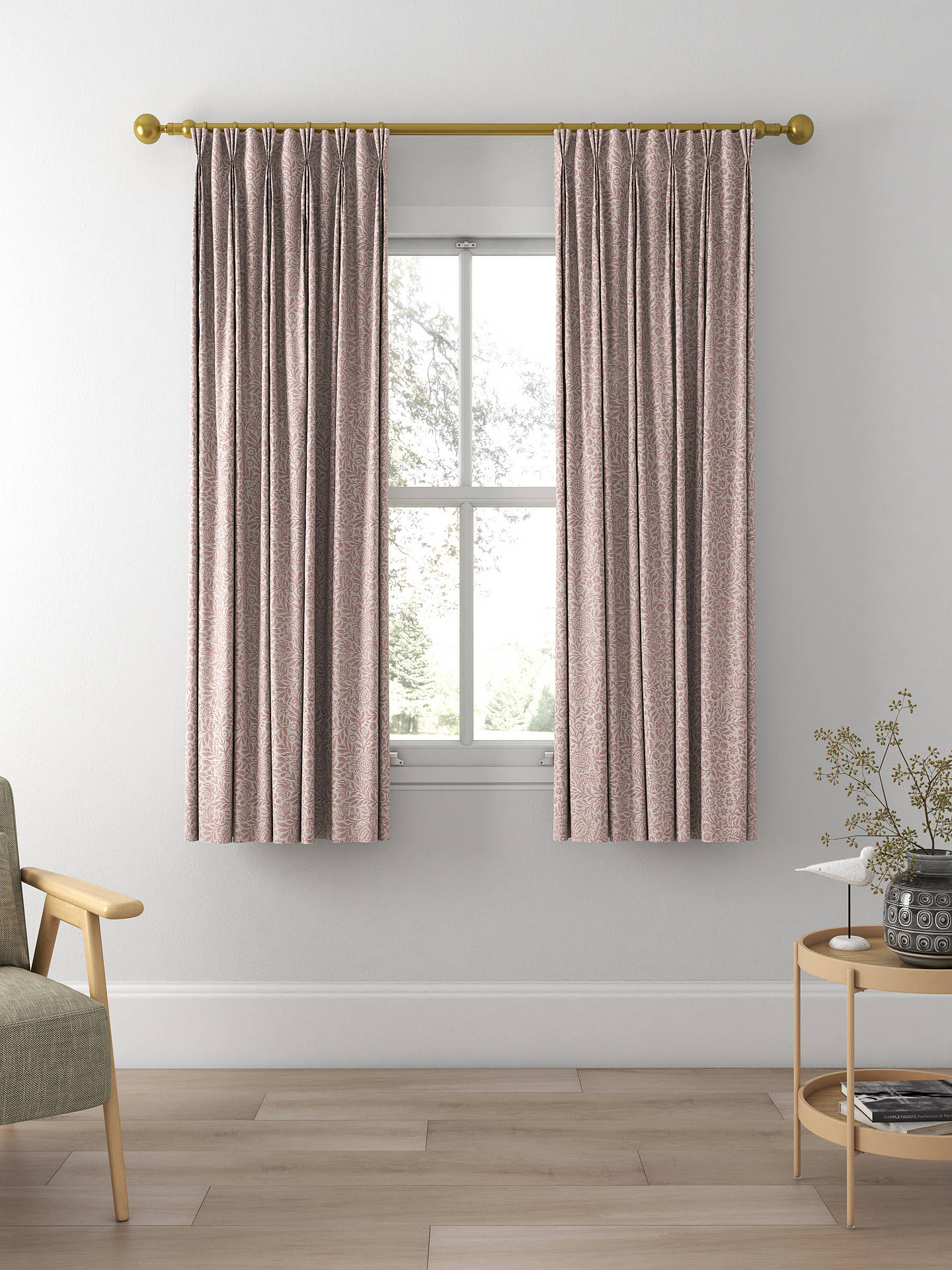 John Lewis Hidcote Weave Made to Measure Curtains, Rosa