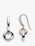 Kit Heath Double Circle Drop Earrings, Silver/Rose Gold