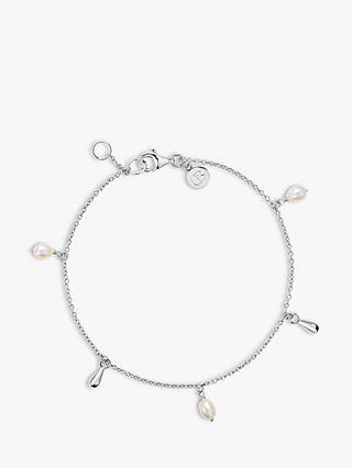 Claudia Bradby Freshwater Pearl Drop Chain Bracelet, Silver