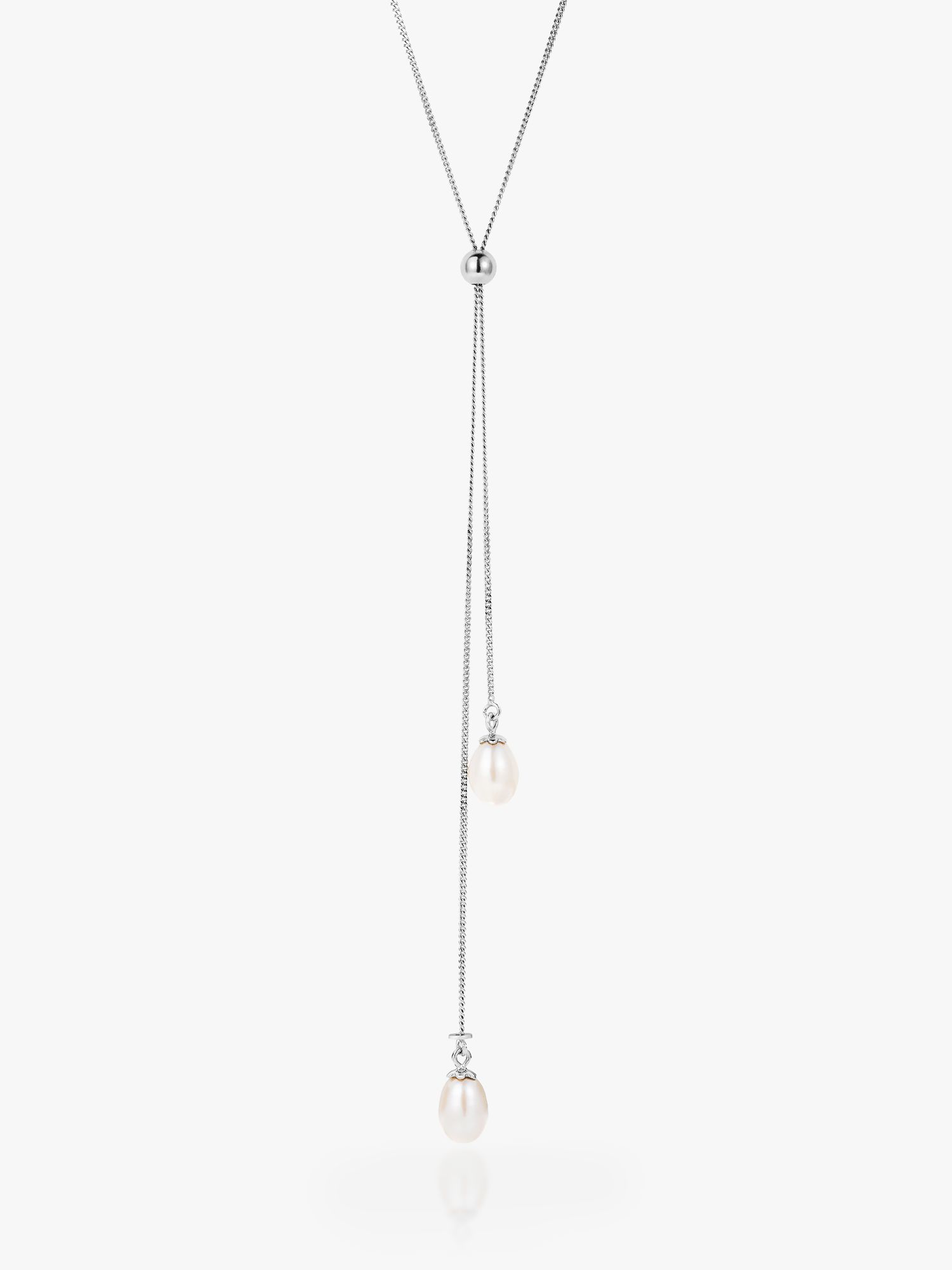Claudia Bradby Freshwater Pearl Drop Lariat Necklace, Silver at John Lewis  & Partners