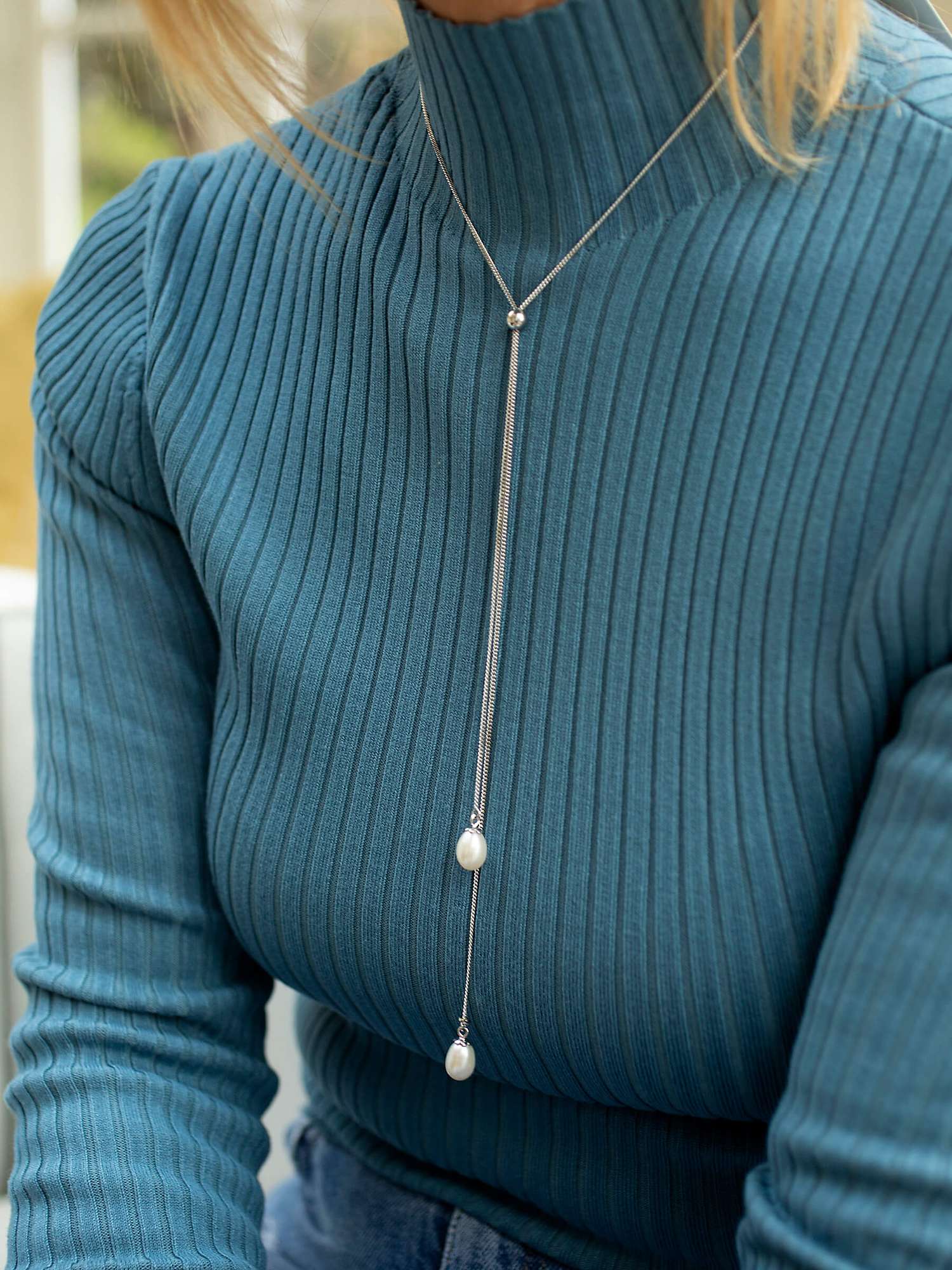 Buy Claudia Bradby Freshwater Pearl Drop Lariat Necklace, Silver Online at johnlewis.com