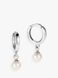 Claudia Bradby Micro Freshwater Pearl Drop Hoop Earrings, Silver