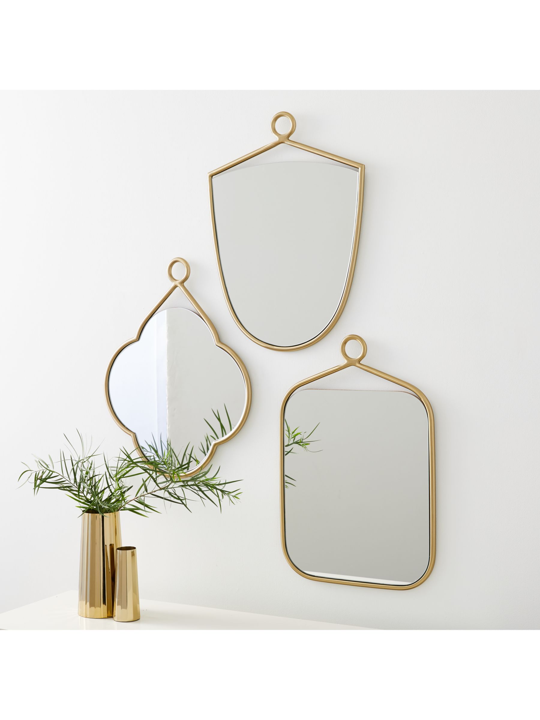 west elm Metal Loop Round Rectangular Mirror, Antique Brass at John