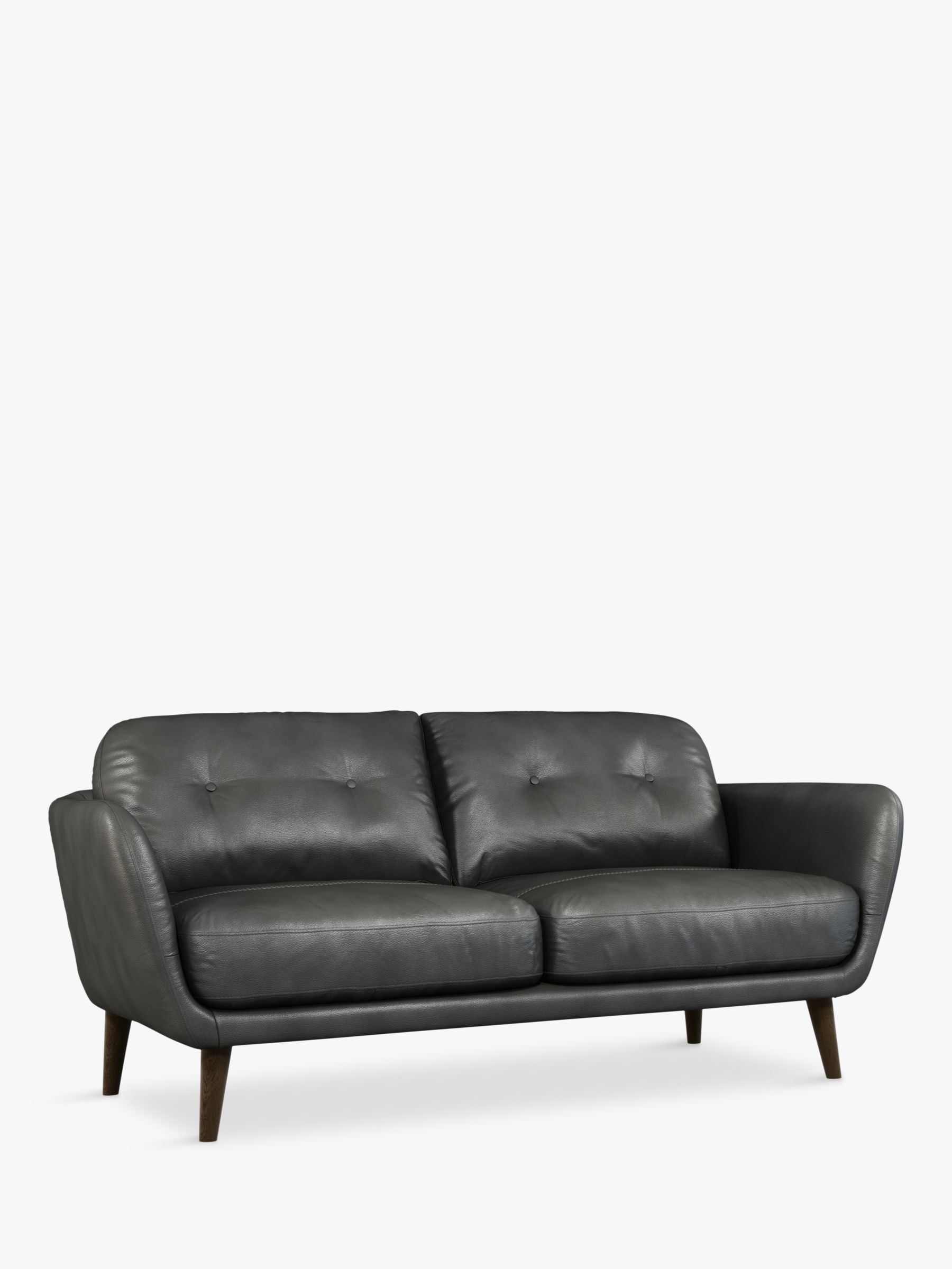 John Lewis Arlo Medium 2 Seater Leather Sofa, Dark Leg, Winchester Anthracite