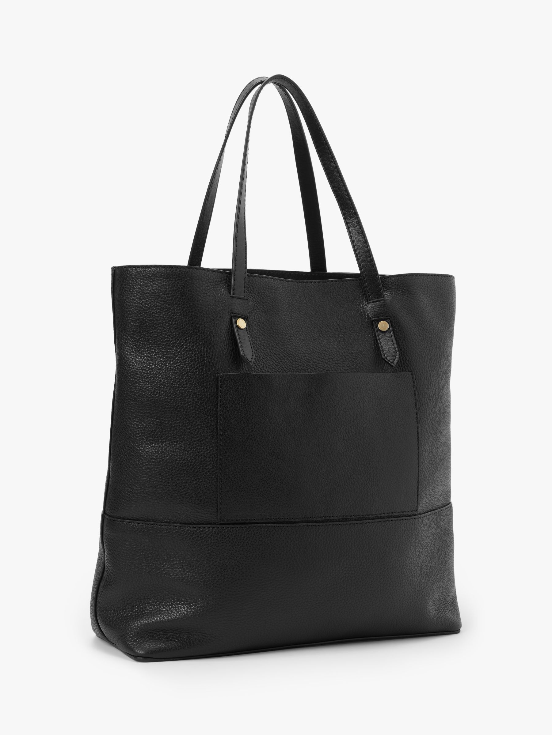 John Lewis & Partners Leather Work Tote Bag, Black at John Lewis & Partners