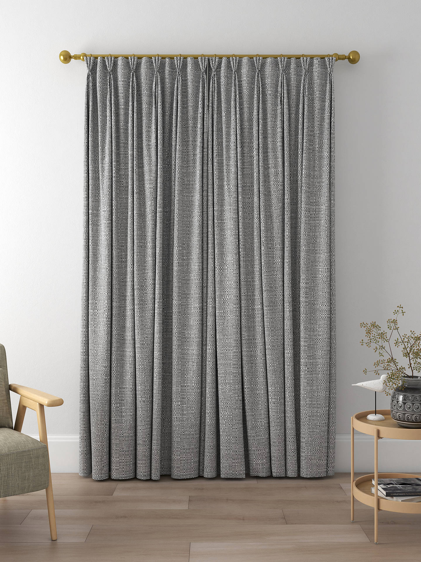 John Lewis Tonal Weave Made to Measure Curtains, Graphite