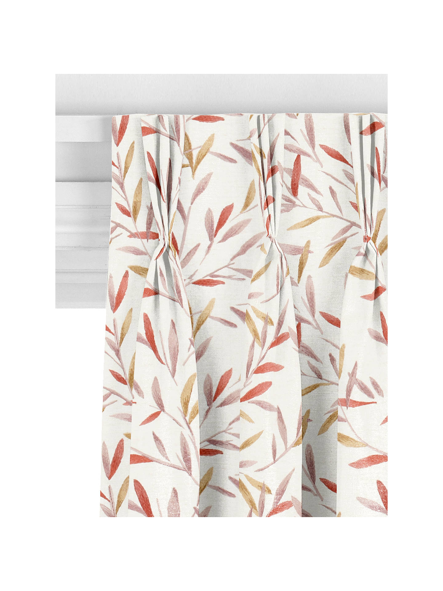 John Lewis Langley Leaf Made to Measure Curtains, Rosehip