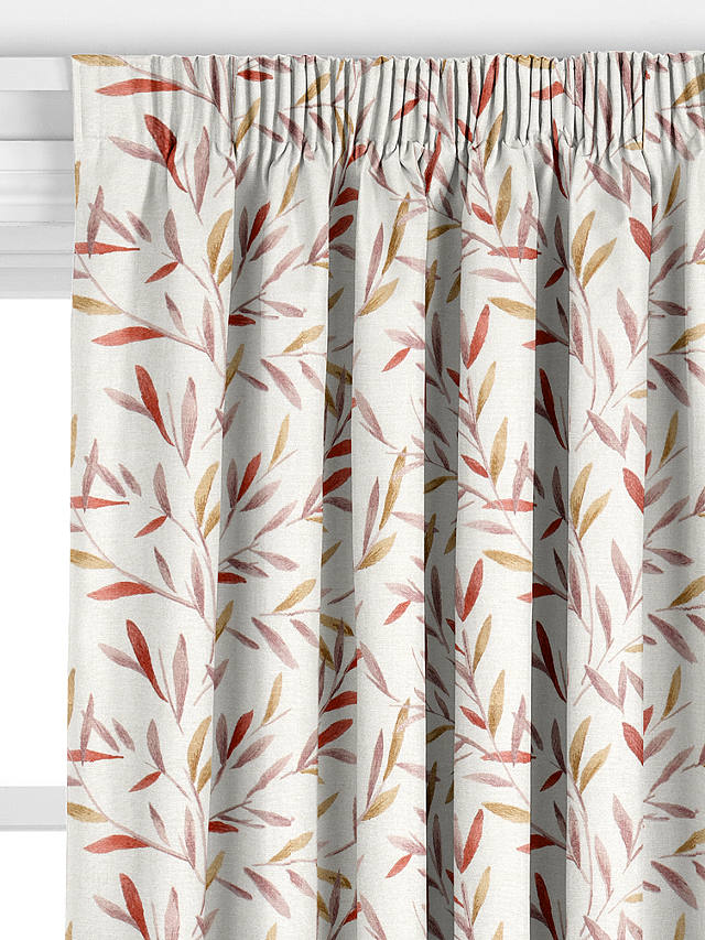 John Lewis Langley Leaf Made to Measure Curtains, Rosehip