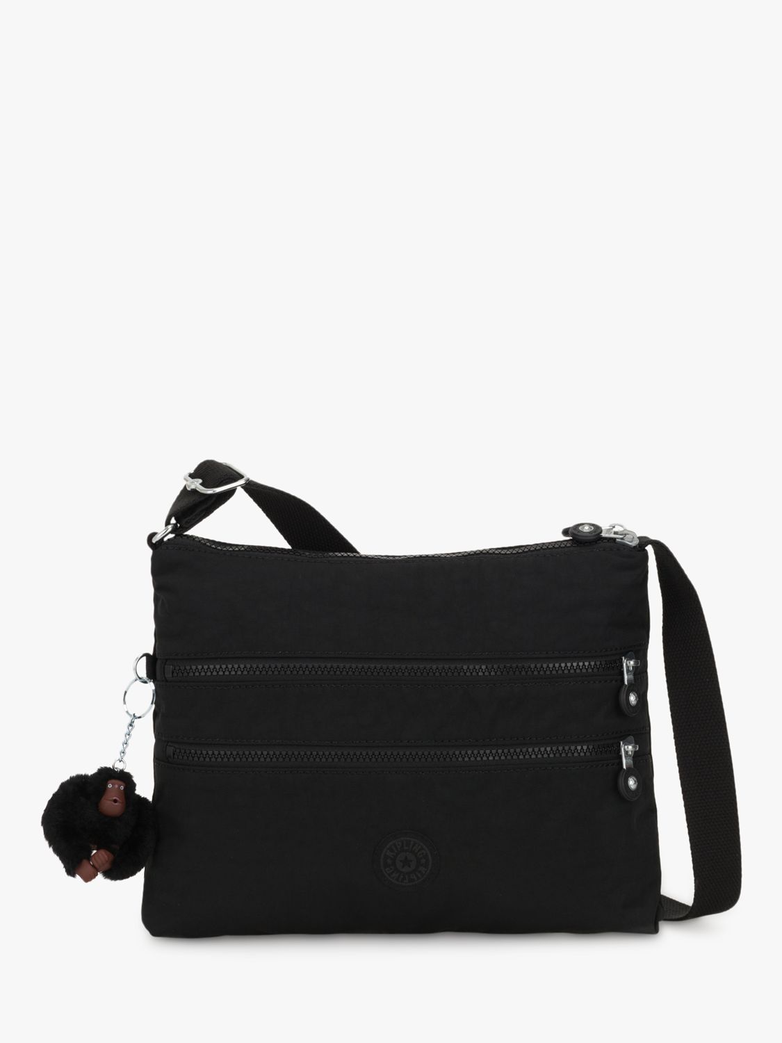 Kipling Alvar Medium Shoulder Bag, True Black at John Lewis & Partners