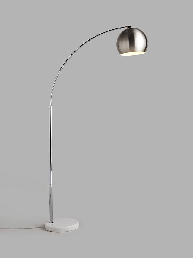 John Lewis & Partners Hector Floor Lamp, Satin Nickel/White