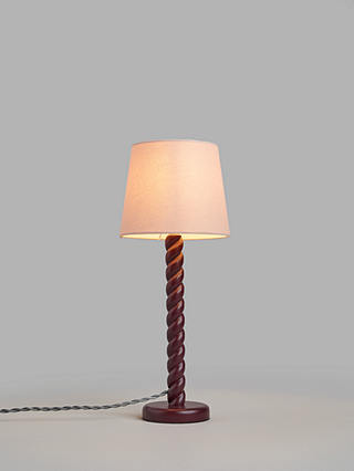 John Lewis Partners Twist Wooden, Plum Coloured Table Lamps