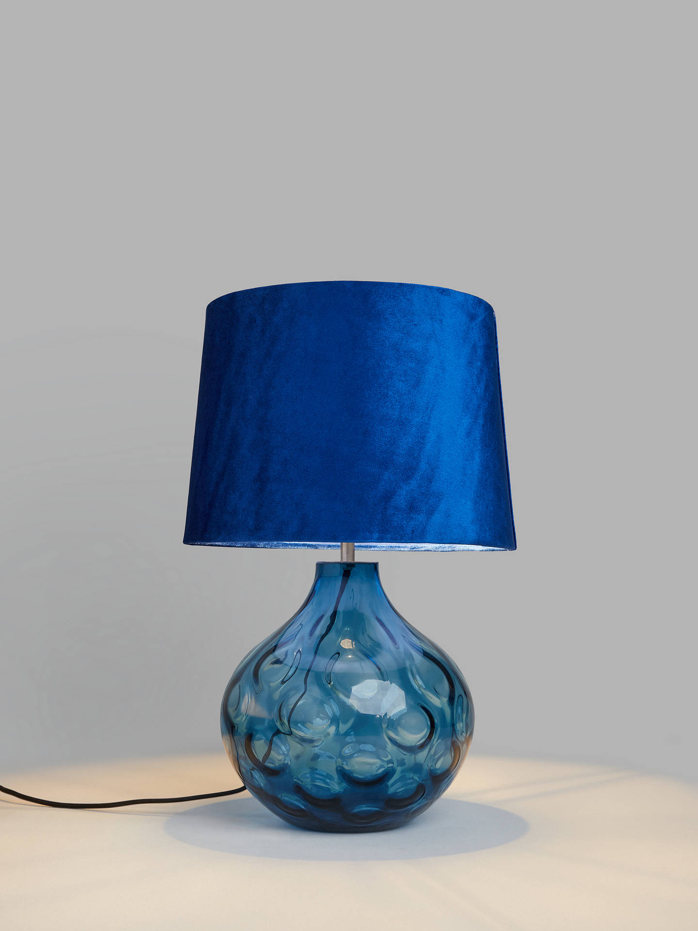 John Lewis & Partners Vivienne Smoked Glass Table Lamp, Blue at John
