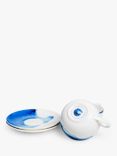 Rick Stein Coves of Cornwall Cappuccino Cup & Saucer, 350ml, Set of 2, Blue/White