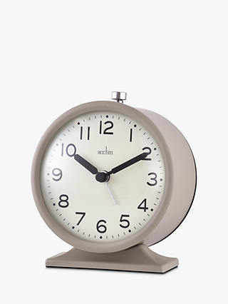 Acctim Round Analogue Alarm Clock, 10cm, Latte