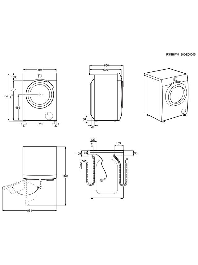 Buy AEG 7000 L7FEE945R Freestanding Washing Machine, 9kg Load, 1400rpm Spin, White Online at johnlewis.com