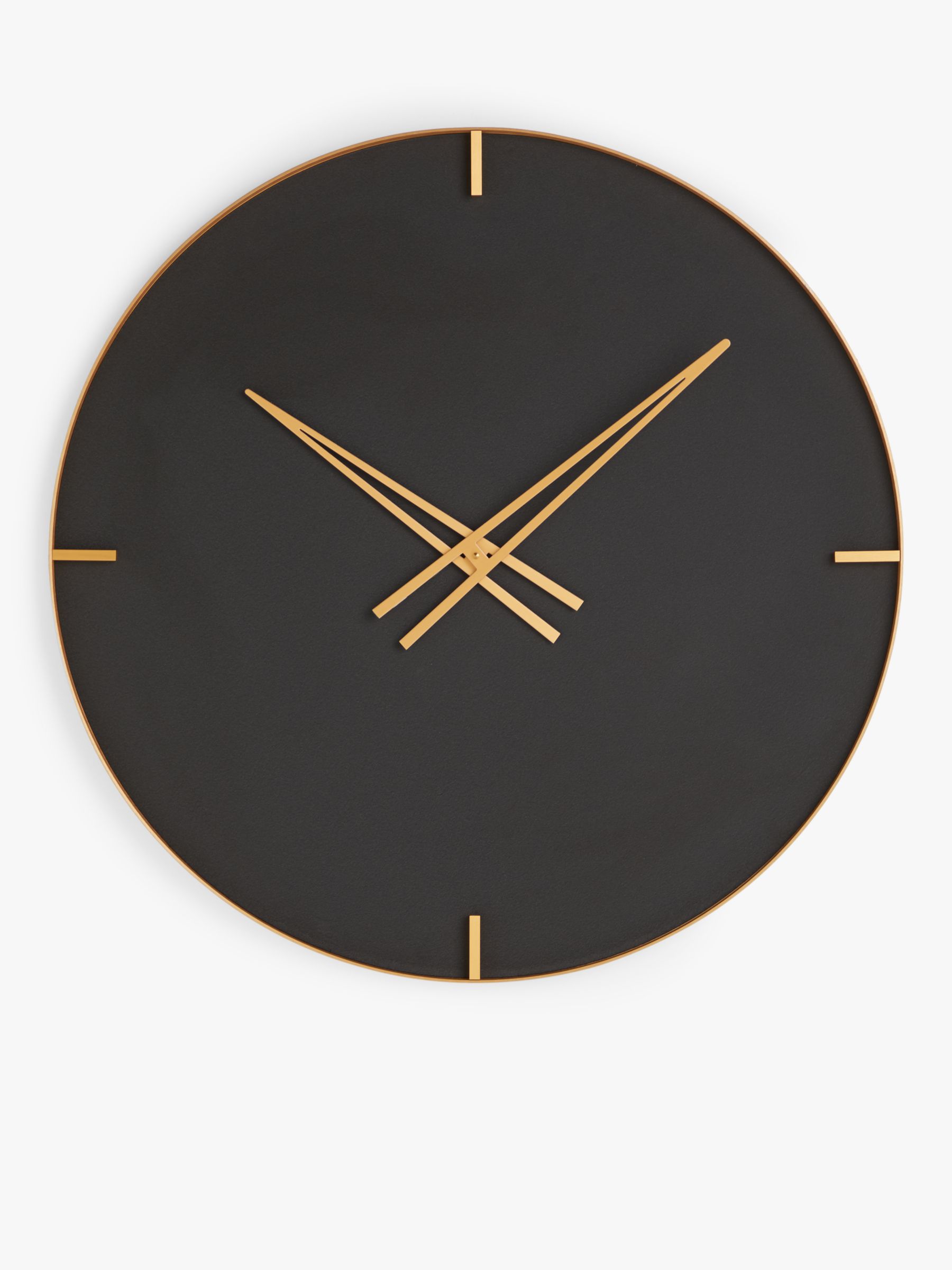 John Lewis & Partners Large Wall Clock, 75cm, Black/Gold at John Lewis