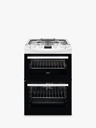 Zanussi ZCK66350 Double Dual Fuel Cooker, 60cm Wide, A Energy Rating