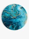 John Lewis Marble-Effect Glass Analogue Wall Clock, 50cm, Blue