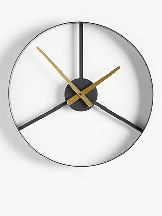John Lewis & Partners Tri-Segment Analogue Wall Clock, 40cm, Gunmetal/Brass