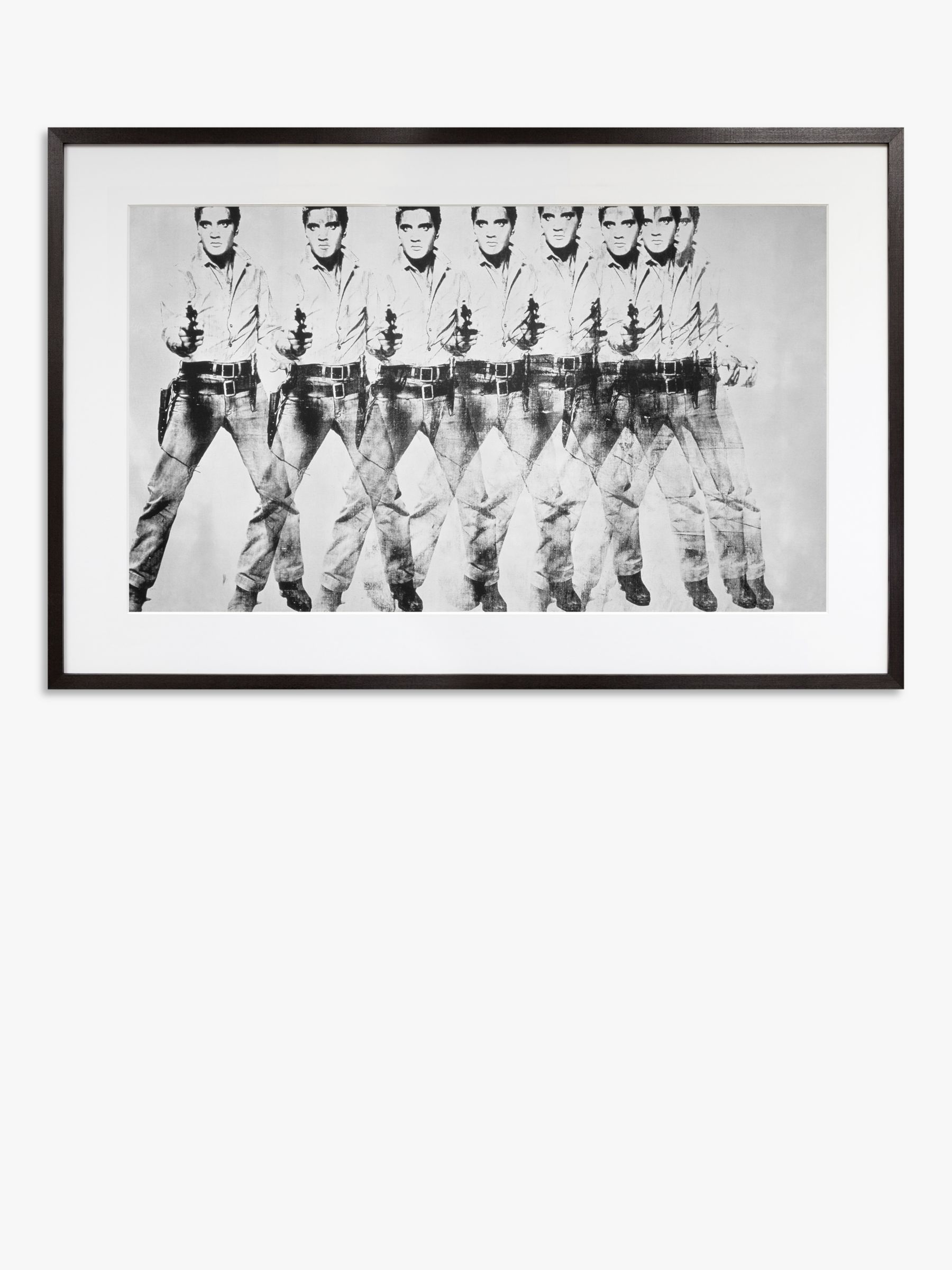 Andy Warhol - 'Eight Elvises' Wood Framed Print, 66.9 x 102.6cm, Black/White