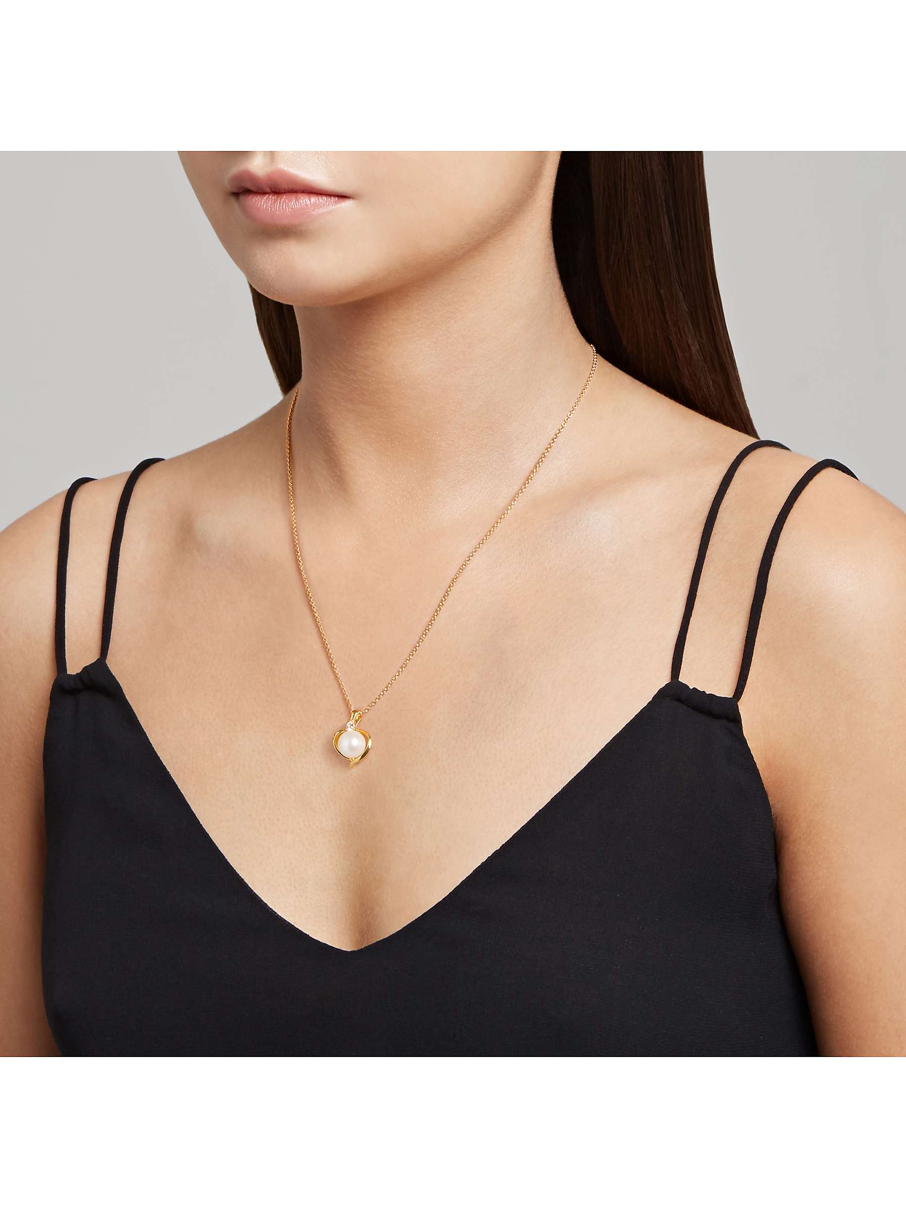 Buy A B Davis 9ct Gold Freshwater Pearl and Topaz Heart Pendant Necklace, Gold Online at johnlewis.com