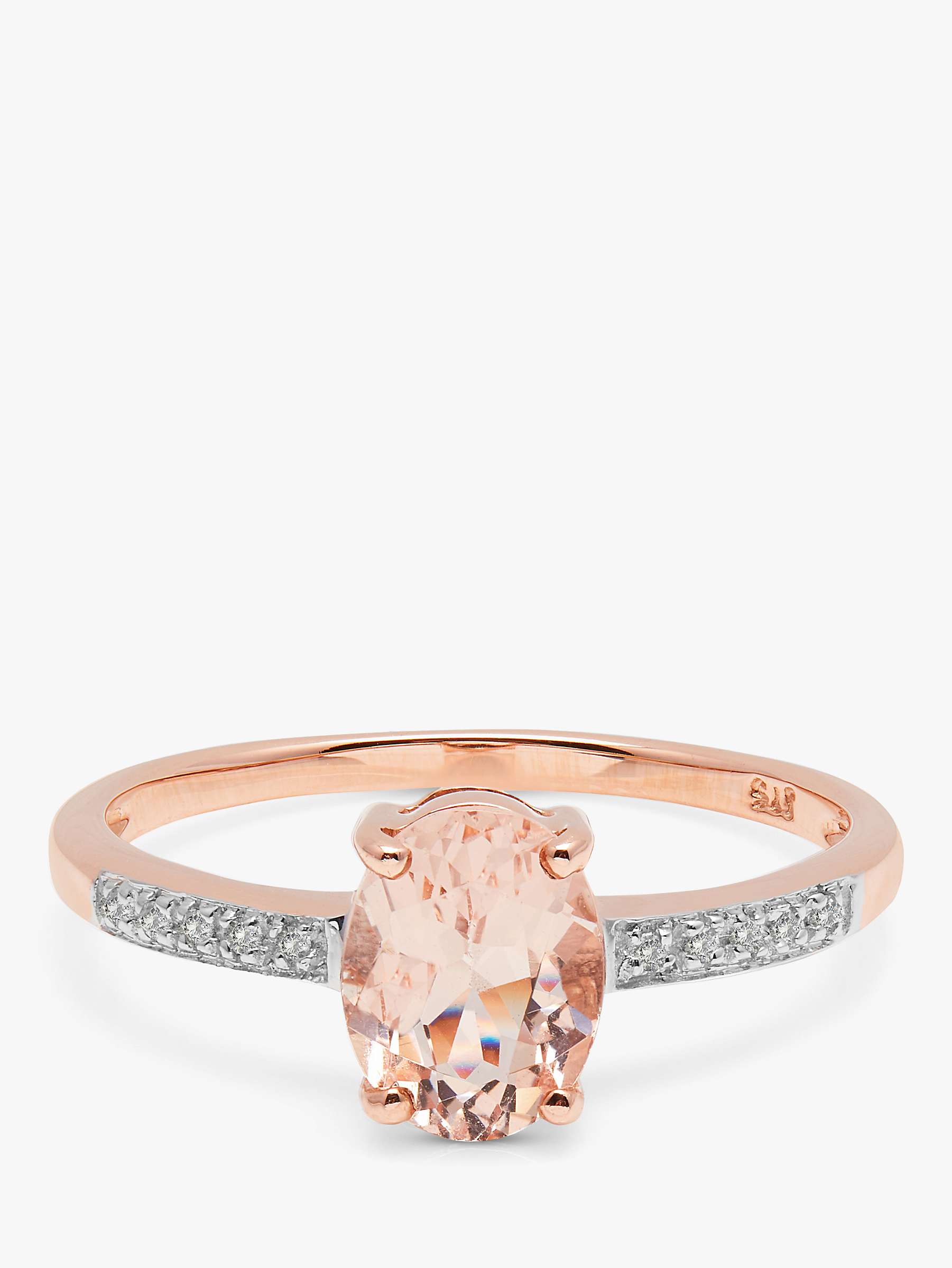 Buy A B Davis 9ct Rose Gold Oval Morganite and Diamond Engagement Ring Online at johnlewis.com