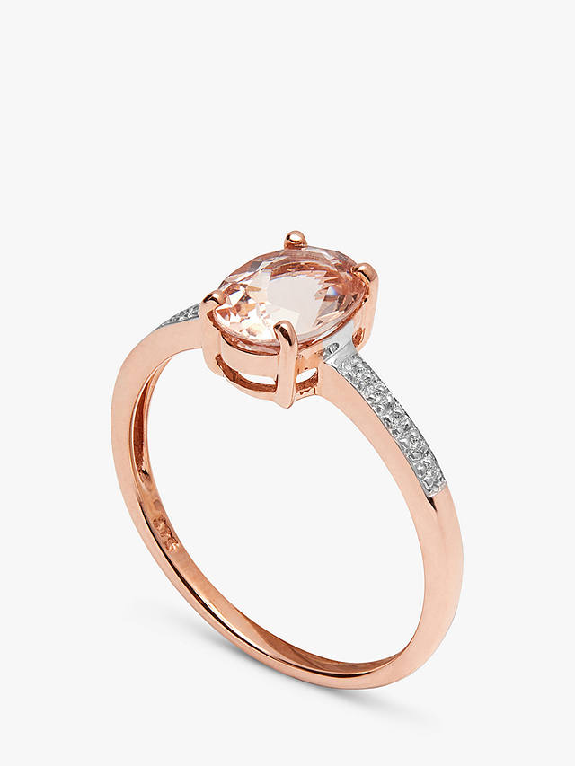 A B Davis 9ct Rose Gold Oval Morganite and Diamond Engagement Ring