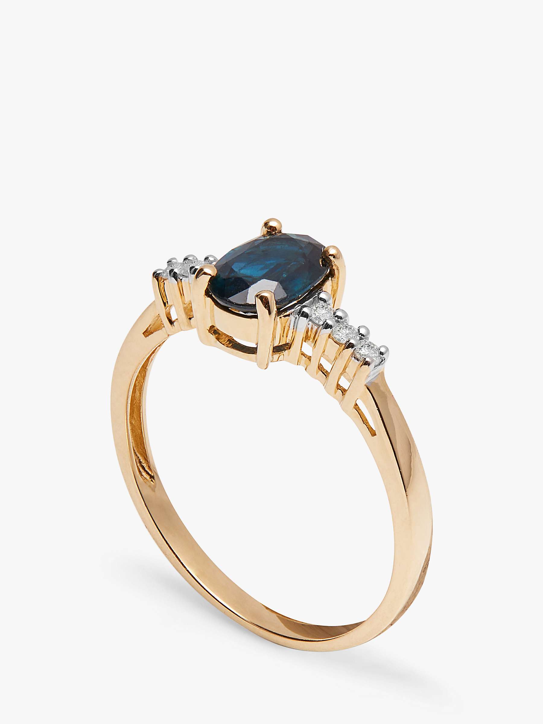 Buy A B Davis 9ct Gold Sapphire and Diamond Shoulder Engagement Ring Online at johnlewis.com