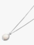 A B Davis 9ct White Gold Freshwater Pearl and Diamond Teardrop Pendant Necklace, Silver/White
