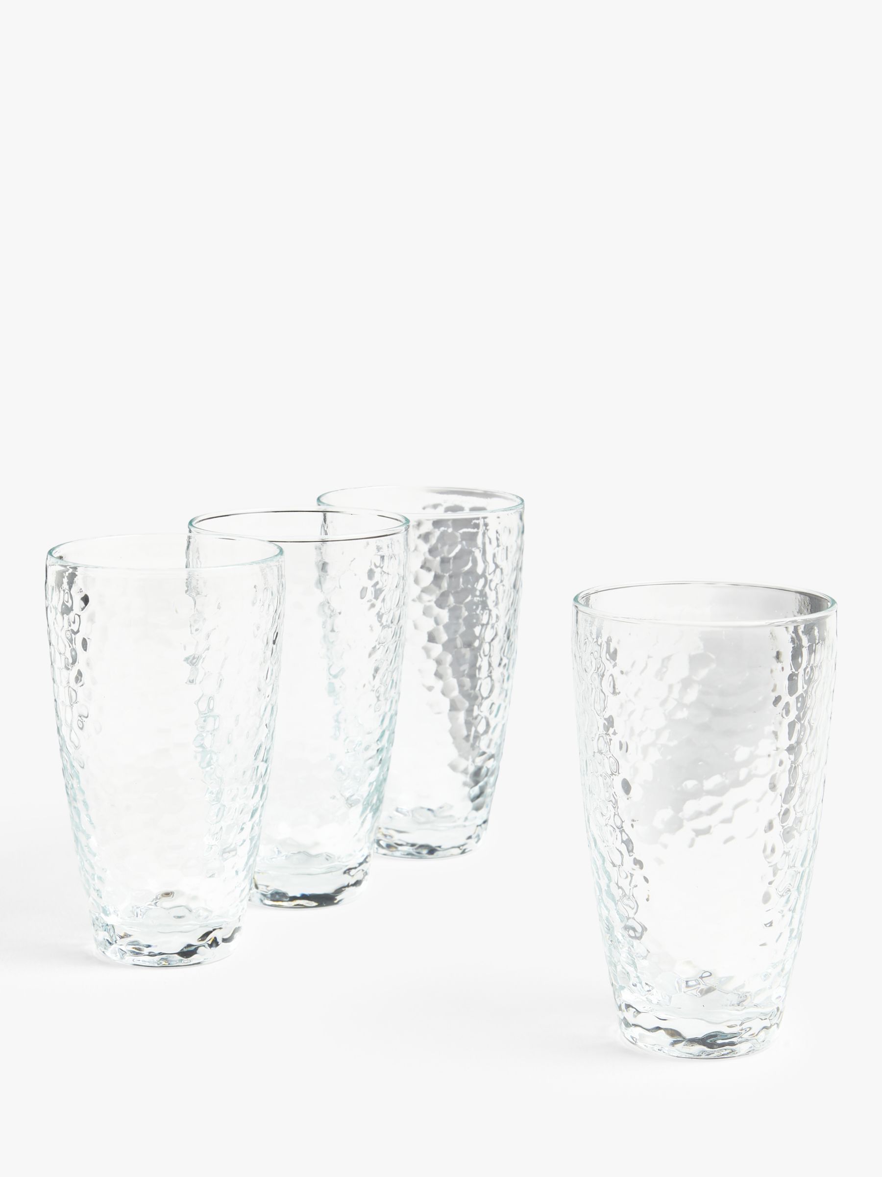 John Lewis & Partners John Lewis & Partners Hammered Glass Highballs, 380ml, Set of 4, Clear