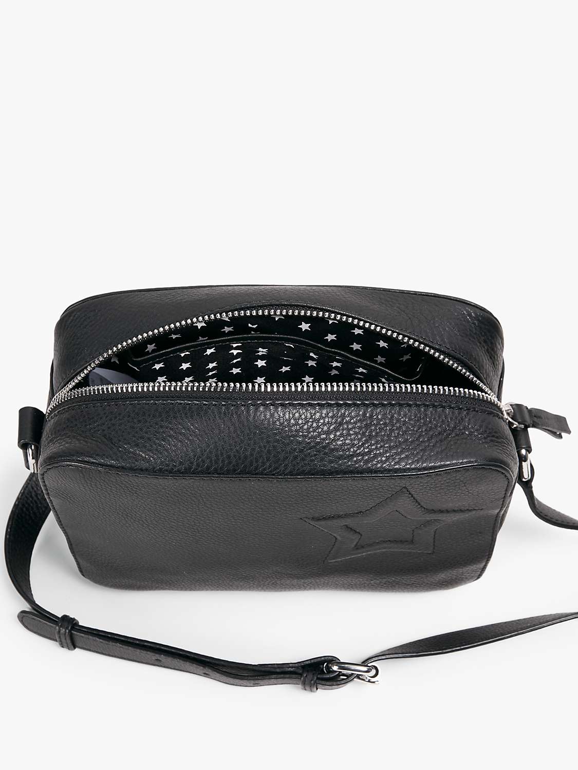 Buy hush Fifi Embossed Star Leather Cross Body Bag, Black Online at johnlewis.com