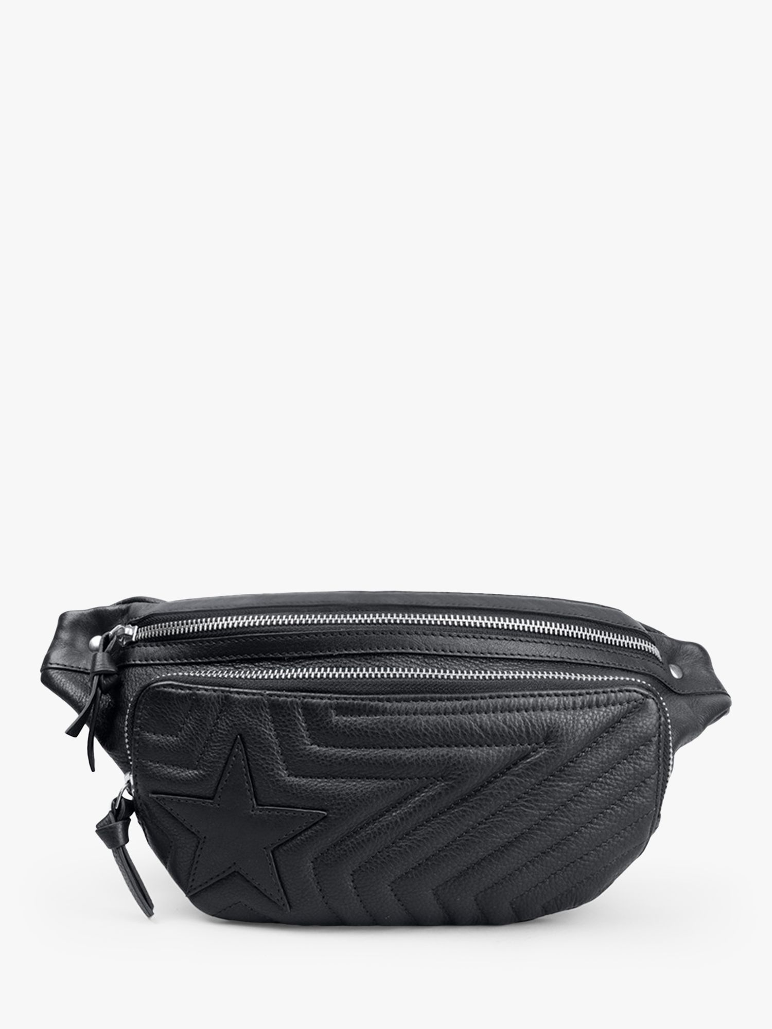 HUSH Coralie Star Detail Leather Bum Bag, Black