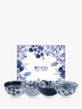 Tokyo Design Studio Bone China Bowls, Set of 4, 12cm, Blue/White