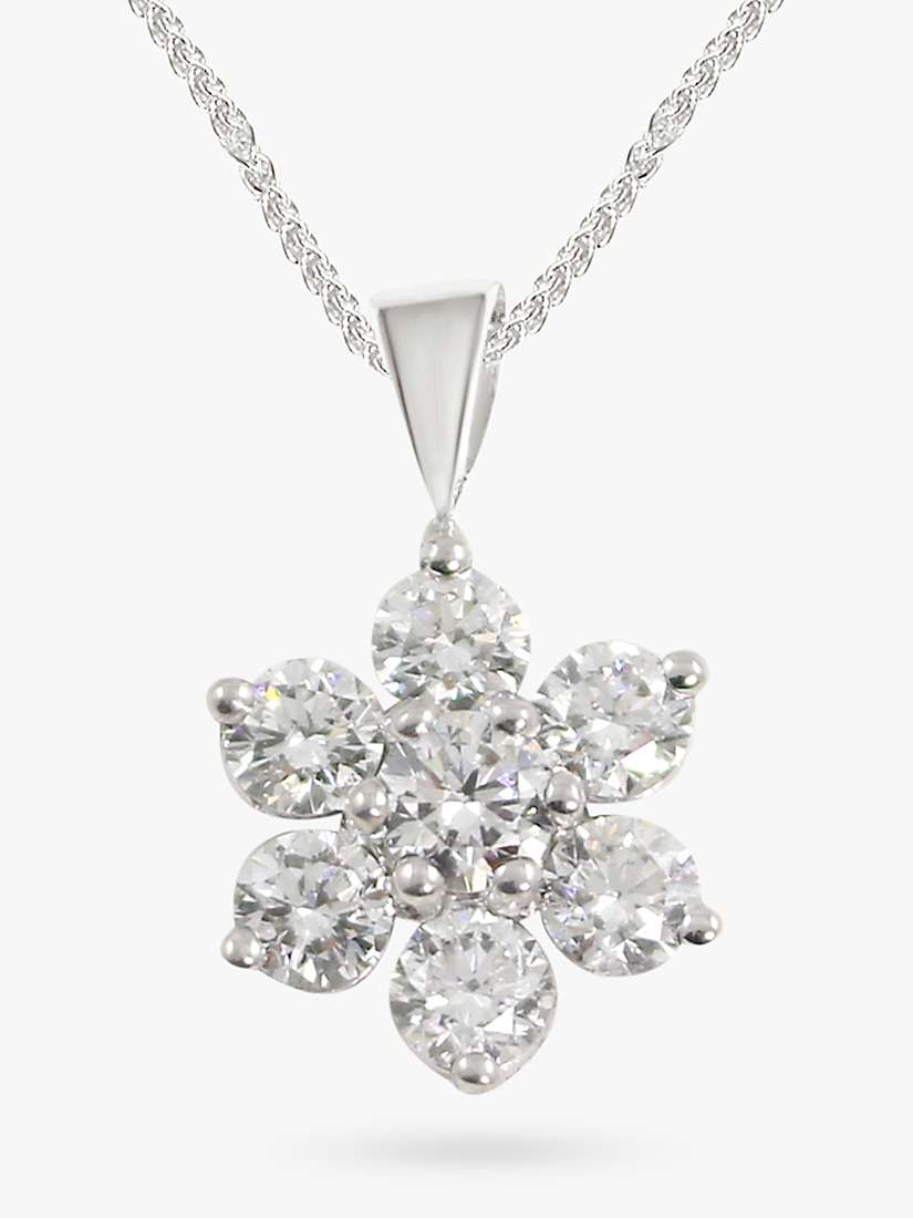 Buy E.W Adams 18ct White Gold Diamond Flower Pendant Necklace Online at johnlewis.com
