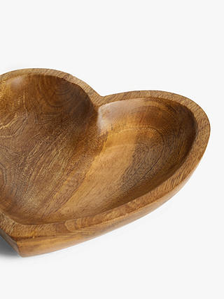 John Lewis & Partners Large Mango Wood Heart Bowl, 25cm, Natural