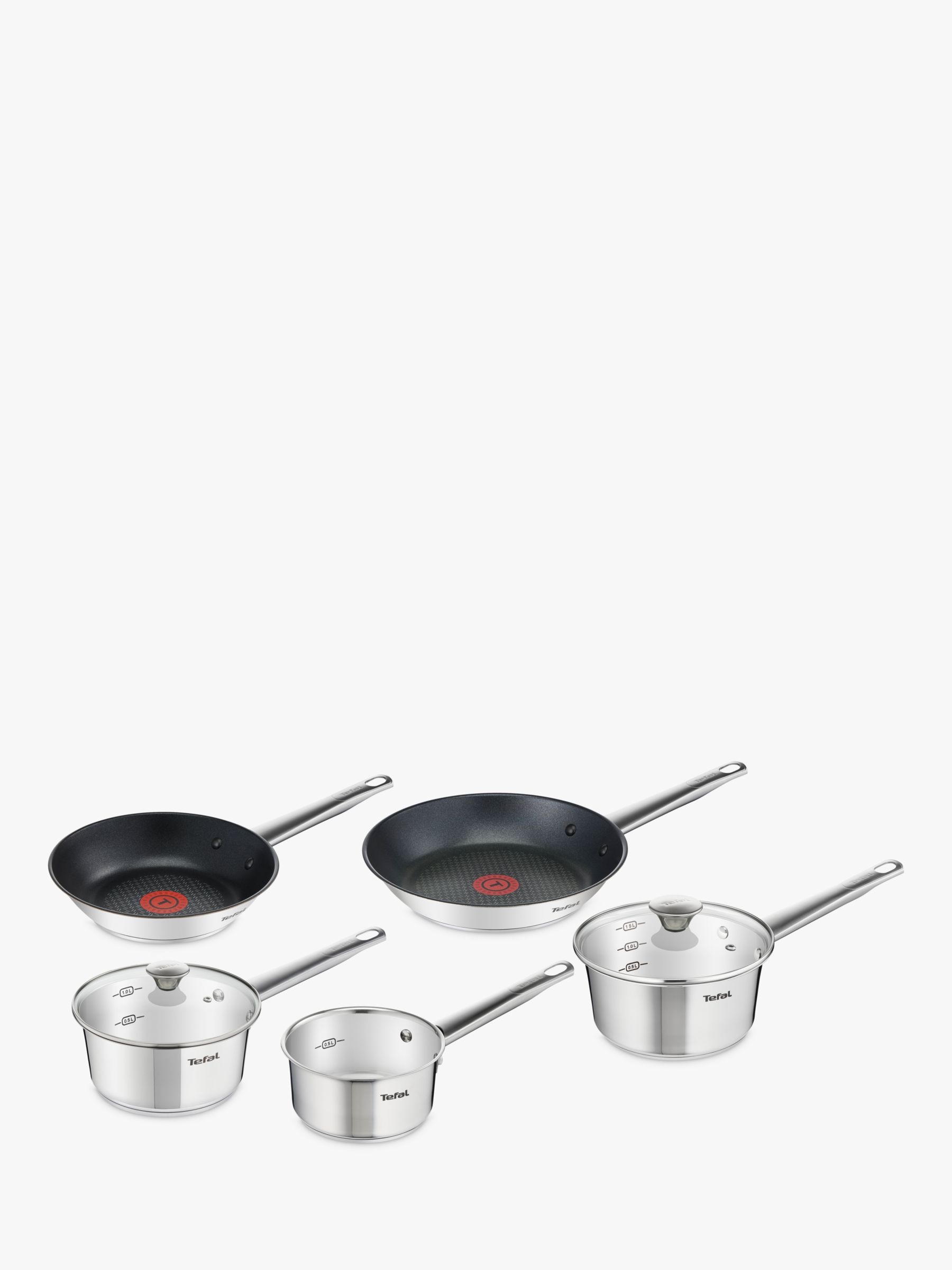 Tefal Simpleo Stainless Steel Frying Pan & Saucepan Set, 5 Piece
