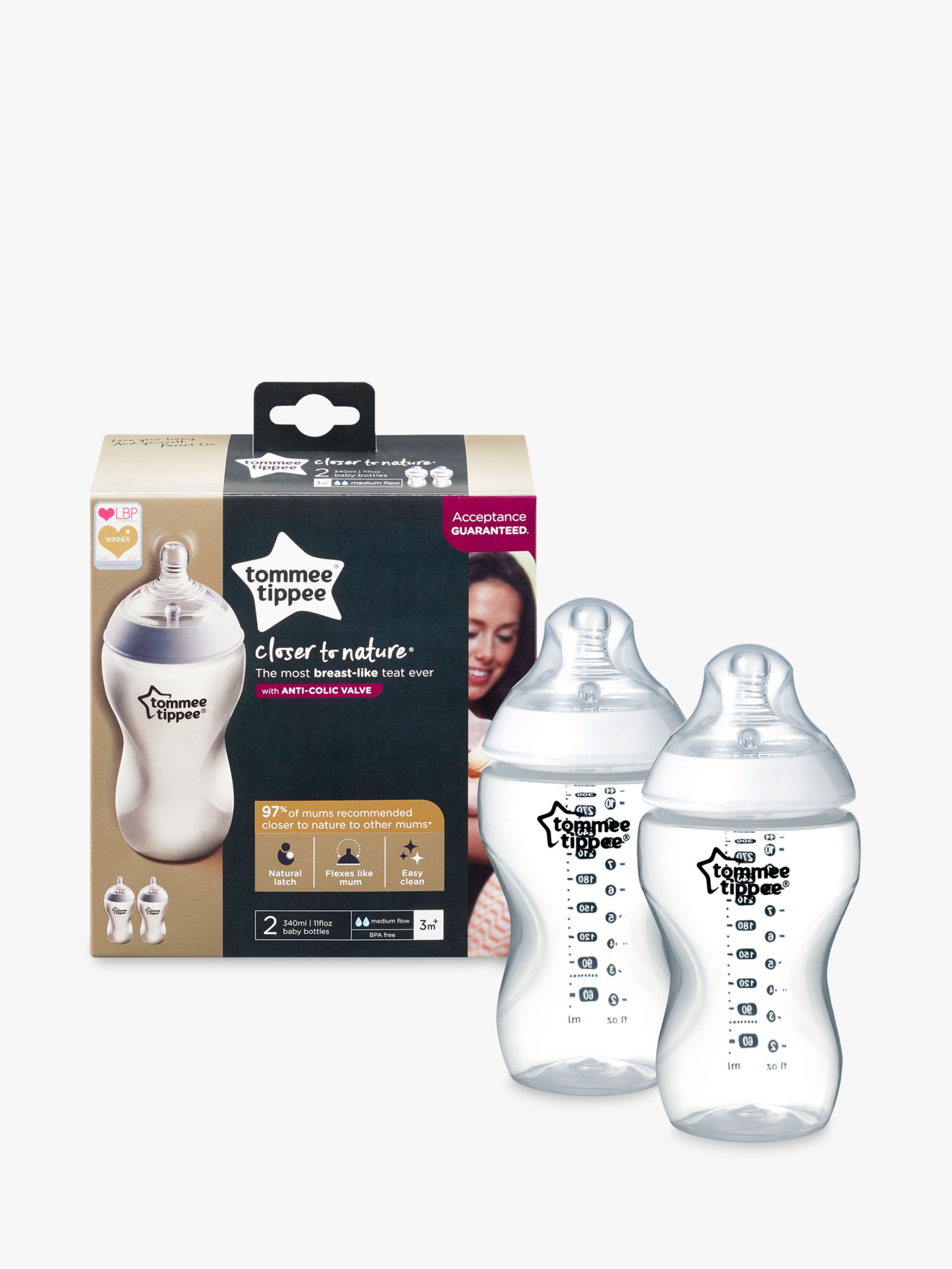 baby bottles closest to breast